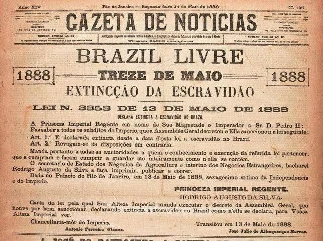 134 anos da Libertação dos escravos no Brasil