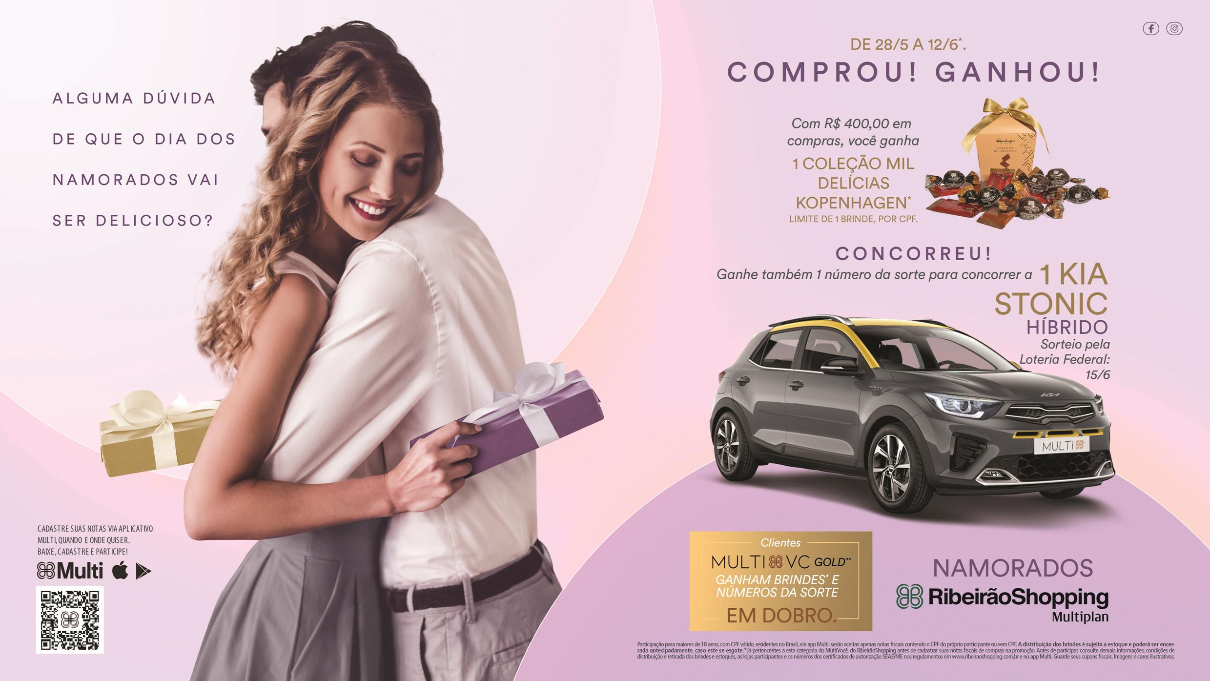 Ribeirão Shopping sorteia carro híbrido e presenteia clientes com chocolates em sua campanha de Dia dos Namorados