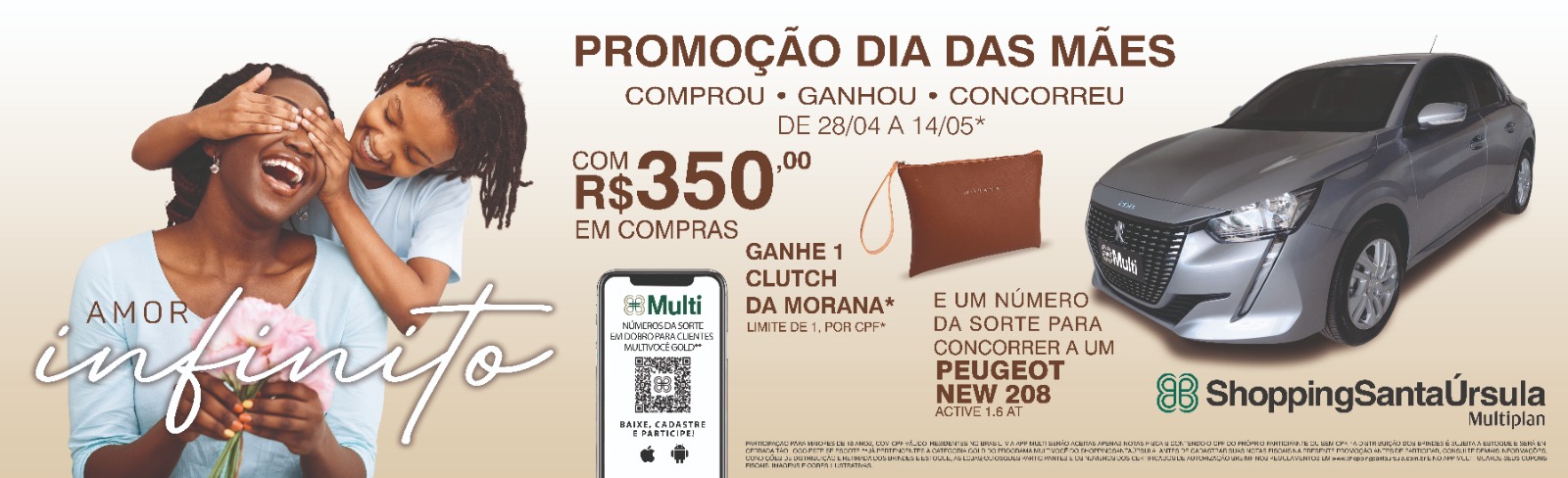 Campanha de Dia das Mães do ShoppingSantaÚrsula vai sortear um Peugeot New 208 zero quilômetro