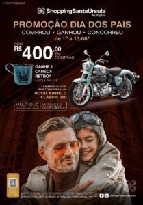 Campanha de Dia dos Pais do ShoppingSantaÚrsula vai sortear uma moto Royal Enfield Classic 350 zero quilômetro