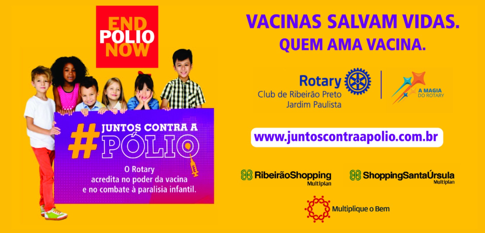 RibeirãoShopping, ShoppingSantaÚrsula e Rotary Club de Ribeirão Preto – Jardim Paulista promovem campanha contra a Poliomielite