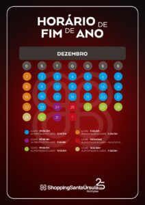 Horários especiais de funcionamento do ShoppingSantaÚrsula no mês de dezembro