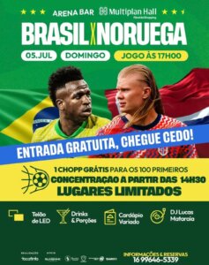 Arena Multiplan Hall transmite Brasil x Noruega com entrada gratuita no RibeirãoShopping