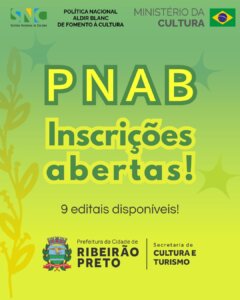 Cultura abre inscrições para nove editais da PNAB