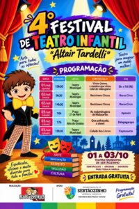 Festival de Teatro Infantil reúne cinco companhias em três dias de espetáculos gratuitos em Sertãozinho