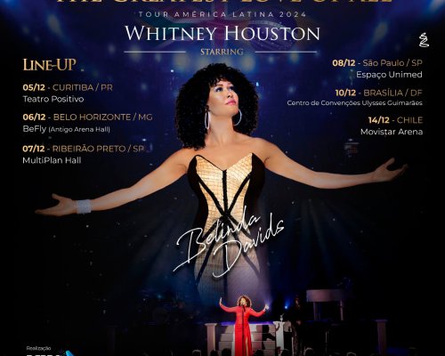 Belinda Davids revive Whitney Houston : A Voz Que Encanta o Mundo, já esta no Brasil para uma Turnê Imperdível!