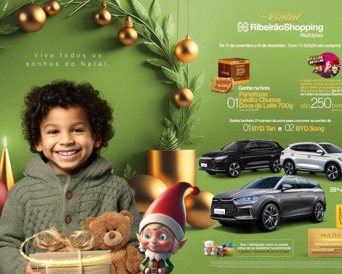 RibeirãoShopping realiza campanha de Natal com sorteios de três carros, panetone inédito, sabor churros Havanna de presente e ingressos para show