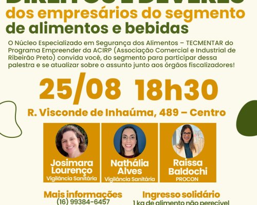 Acirp traz palestra sobre direitos e deveres no ramo de alimentos e bebidas