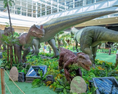 Férias escolares no RibeirãoShopping têm exposição de dinossauros, parque indoor e estreias como Jurassic World e Superman