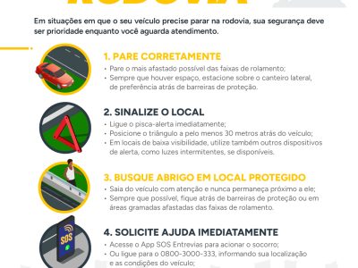 Entrevias orienta sobre os cuidados ao parar o veículo na rodovia