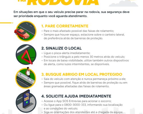 Entrevias orienta sobre os cuidados ao parar o veículo na rodovia
